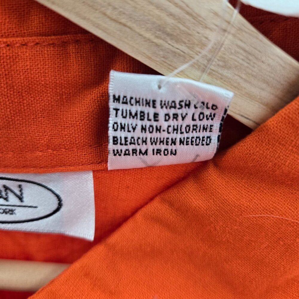 Vintage Caran New York Orange Linen/Cotton Sleeveless Mini Dress Size 3x - Picture 14 of 15